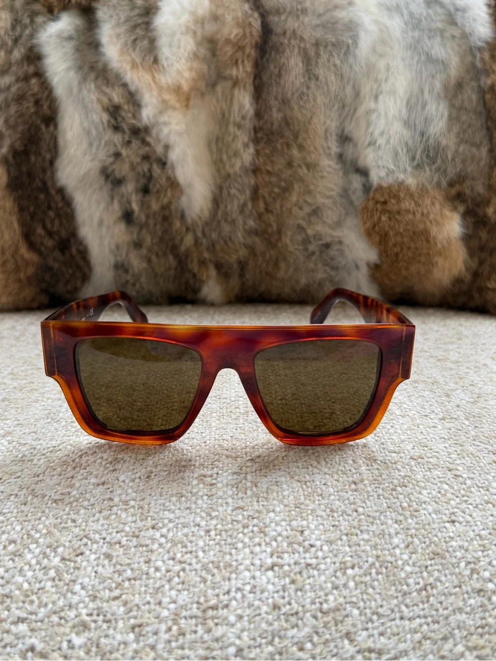 Celine Tortoiseshell Brown Rectangular Sunglasses